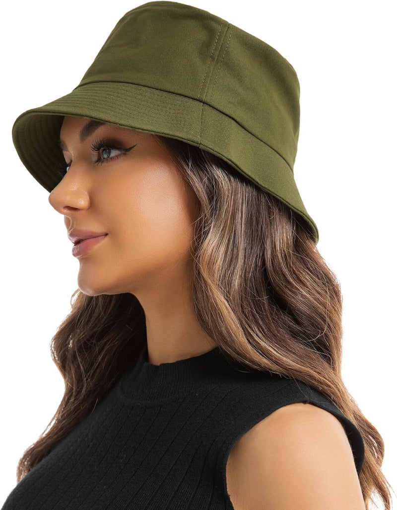 Wheebo Solid Color Bucket Hat for Women Summer Beach Fishmen Hat for Lady Adult Unisex Cotton Cap…… - Image 3